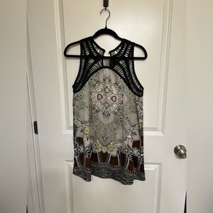 Etcetera Black and Green Silk Patterned Tunic